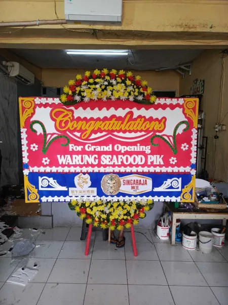 Papan Bunga Ucapan Selamat Wedding Outdoor Anyer